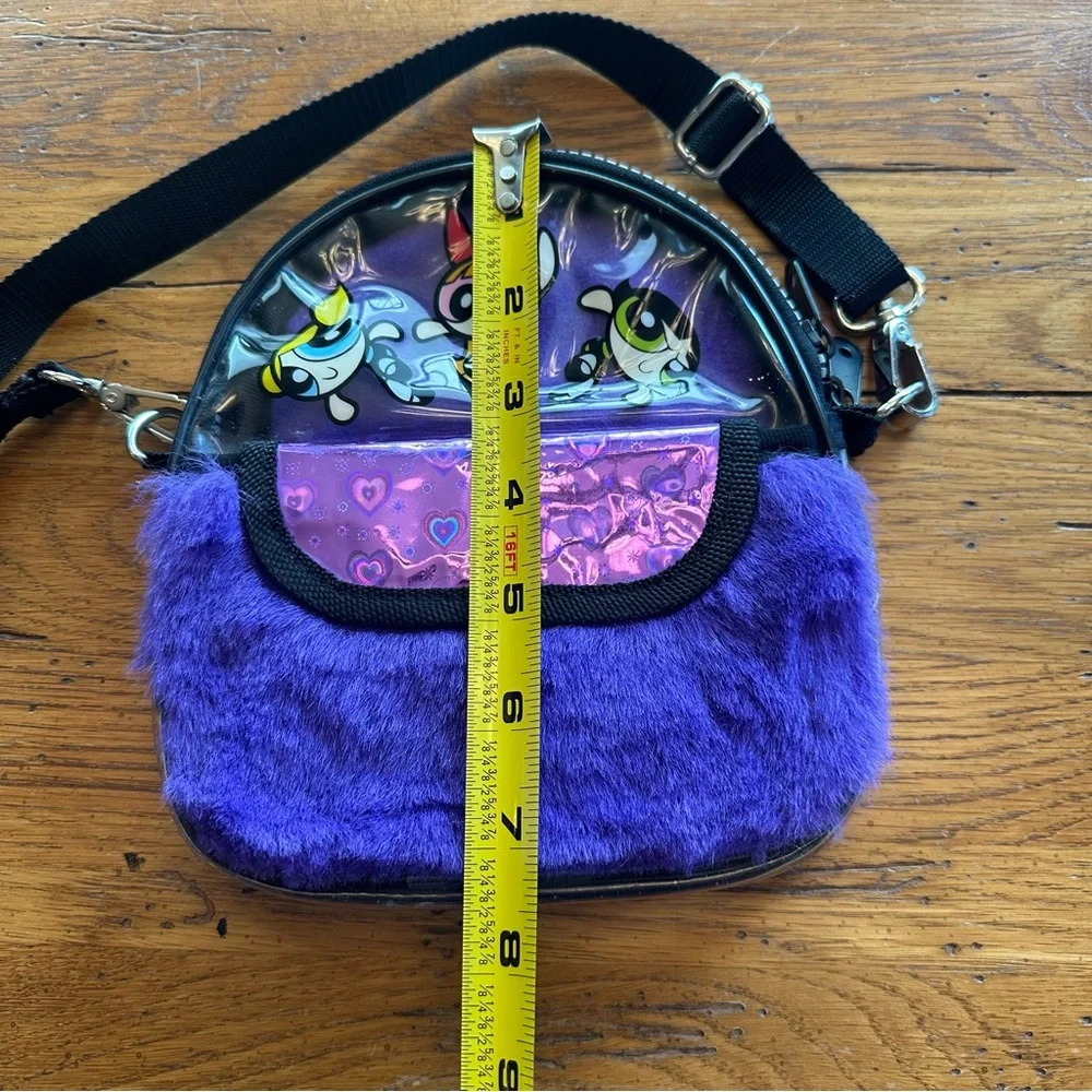 Vintage Purple Fuzzy Powerpuff Girls Crossbody Bag
